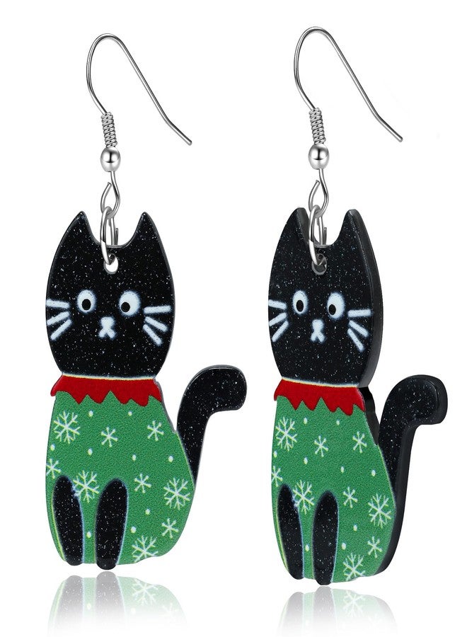 Joyline Christmas gifts for Women Cute Black Cat Acrylic Dangle Earrings - Image 1